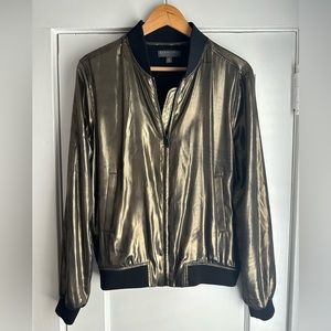 Metallic Gold Bomber Jacket Size Small